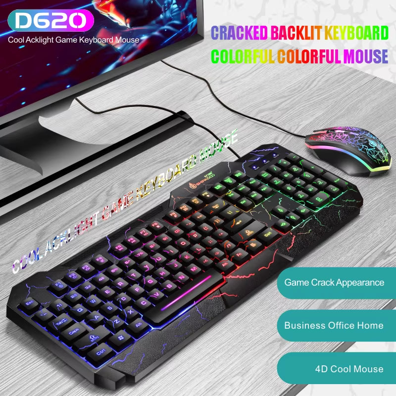 Burst Professional Gaming Keyboard and Mouse Set with Mechanical Feel and Luminous Features