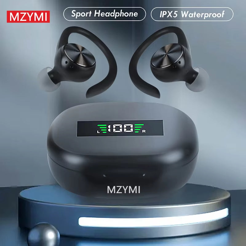 MZYMI Mini Wireless Bluetooth Headphones R200 Touch Control Earphones with Earhook TWS 9D Stereo Sound Earbuds for Sport