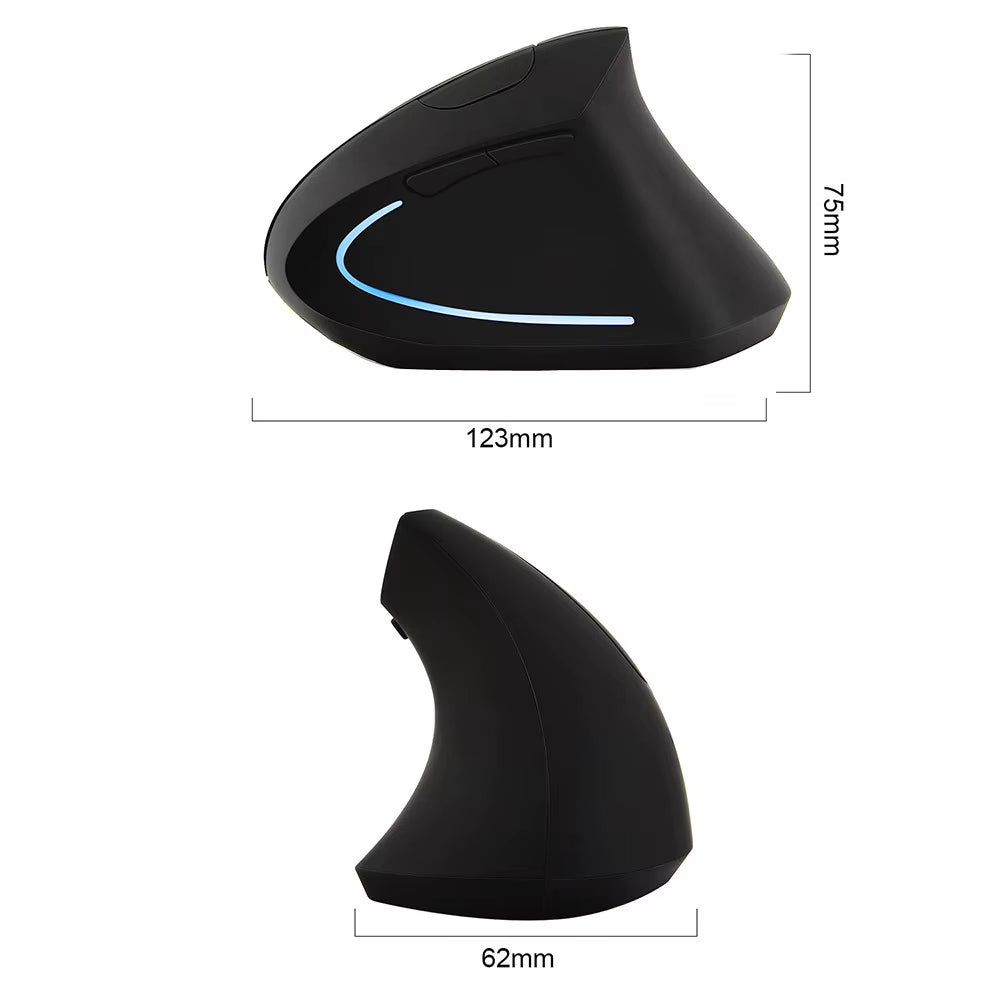 2.4GHz Wireless Vertical Ergonomic Gaming Mouse for Right-Handed Users - USB Compatible for PC and Laptop Use in Home and Office