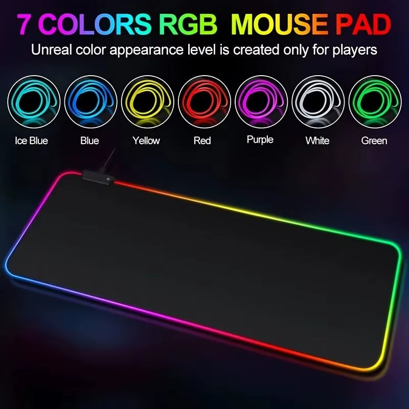 Large Extended Gaming Mouse Pad with Touch Control Light Modes and Non-Slip Rubber Base