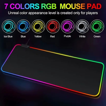 Large Extended Gaming Mouse Pad with Touch Control Light Modes and Non-Slip Rubber Base