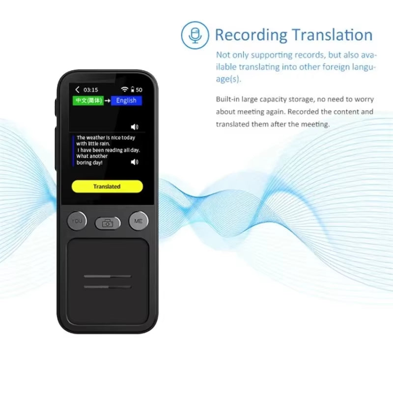 T16 AI Voice Real Time Translator Machine 138 Multi Online Languages Voice-Record 3.1 Inch Big Screen Portable Offline Tradutor