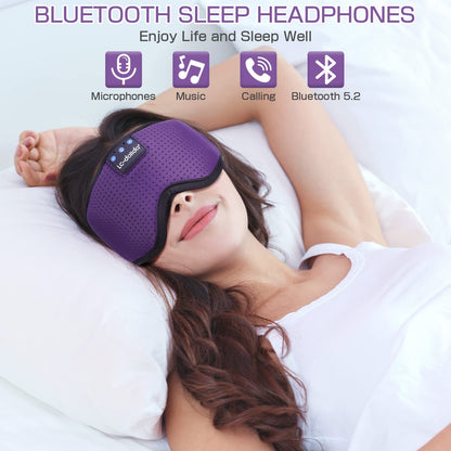 Sleep Headphones, Sleep Mask Bluetooth Wireless Music Eye Mask, Sleeping Headphones for Side Sleepers Sleep Mask with Bluetooth Headphones Ultra-Thin Stereo Speakers Perfect for Sleeping