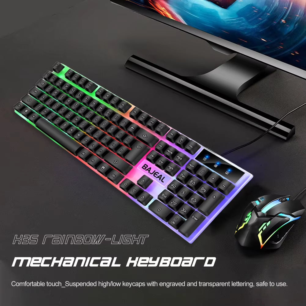 Mechanical RGB Gaming Keyboard with 98 Keys, Backlit Key Caps, USB Wired Connection for PC and Laptop Gamers