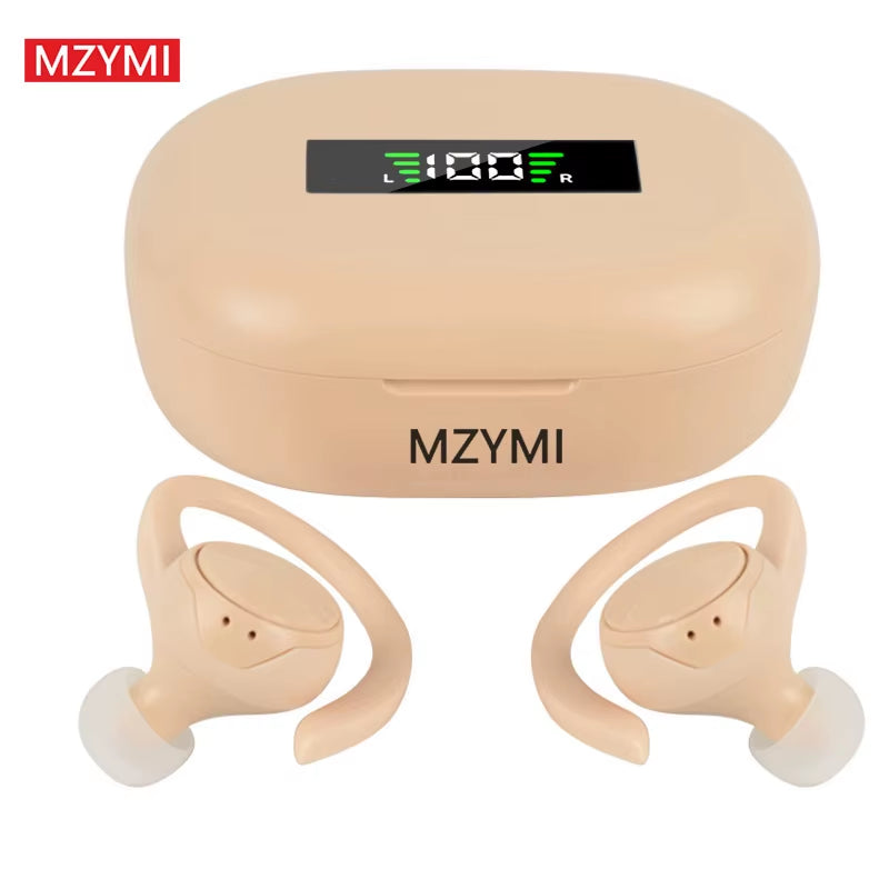 MZYMI Mini Wireless Bluetooth Headphones R200 Touch Control Earphones with Earhook TWS 9D Stereo Sound Earbuds for Sport