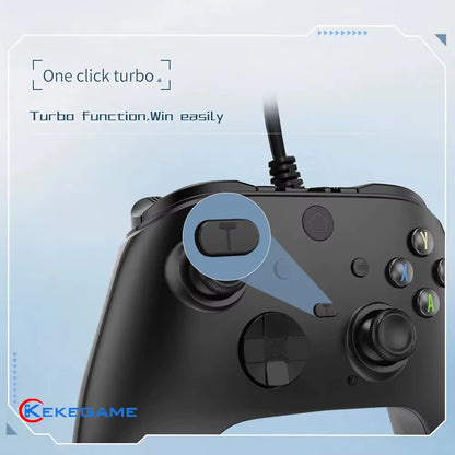 Wired Game Controller for PC, PS3, and Android TV Box with Hall Trigger, Dual Vibration, Programmable Keys, and Turbo Button