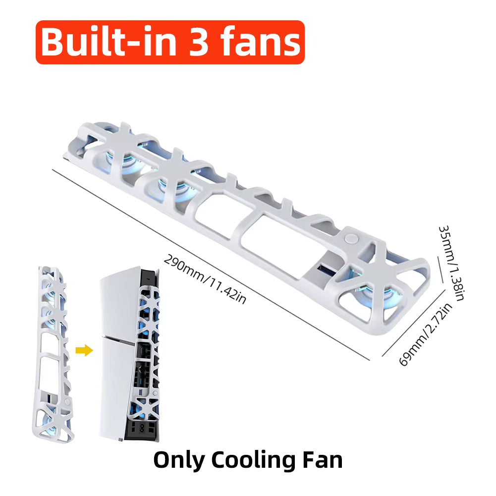 Dual Controller Charging Station with RGB Lighting and Cooling Fan System for PS5 Slim Controllers