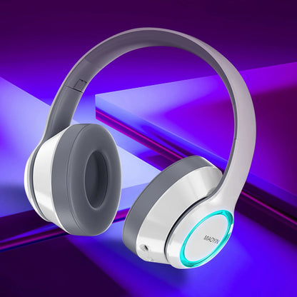 Electronics Gadgets,5.2 Bluetooth Headset Sports Game Heavy Bass Headset Super Led Cool Light Effect,Waterproof and Sweat,Folding and Storing Perfect Gifts,Silver,