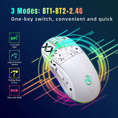 T90 2.4G Wireless Ergonomic Mechanical Gaming Mouse with RGB Lighting, 3600 DPI, and 10 Million Keystroke Durability