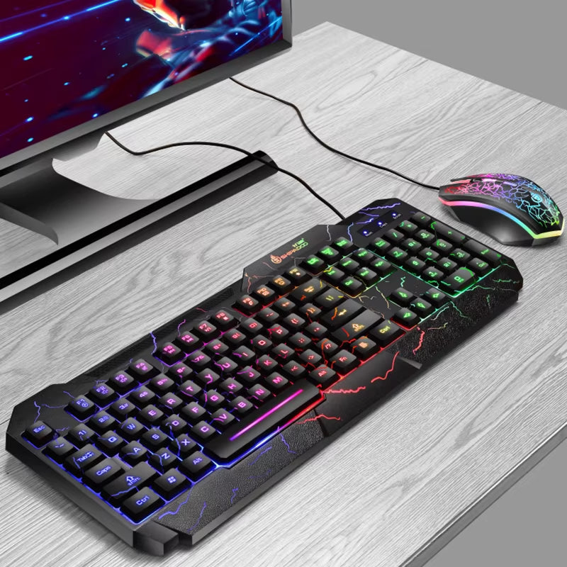 Burst Professional Gaming Keyboard and Mouse Set with Mechanical Feel and Luminous Features