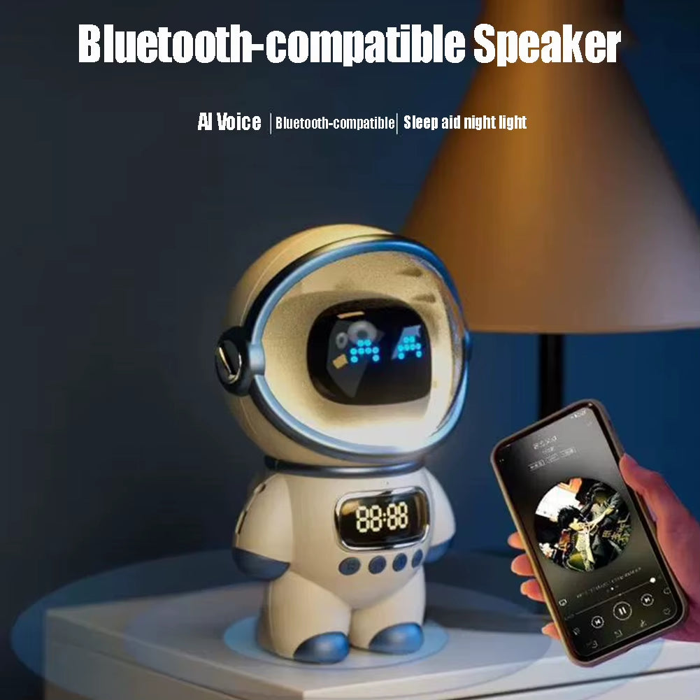 Smart Astronaut Bluetooth Speaker - Portable Stereo with AI Interaction and Alarm Clock - Innovative Gift Option