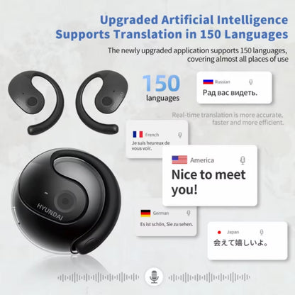 HY-T26 PRO AI Language Translation Earbuds Bluetooth 5.4 150 Languages Real Time Headphones for Travel Business Learning