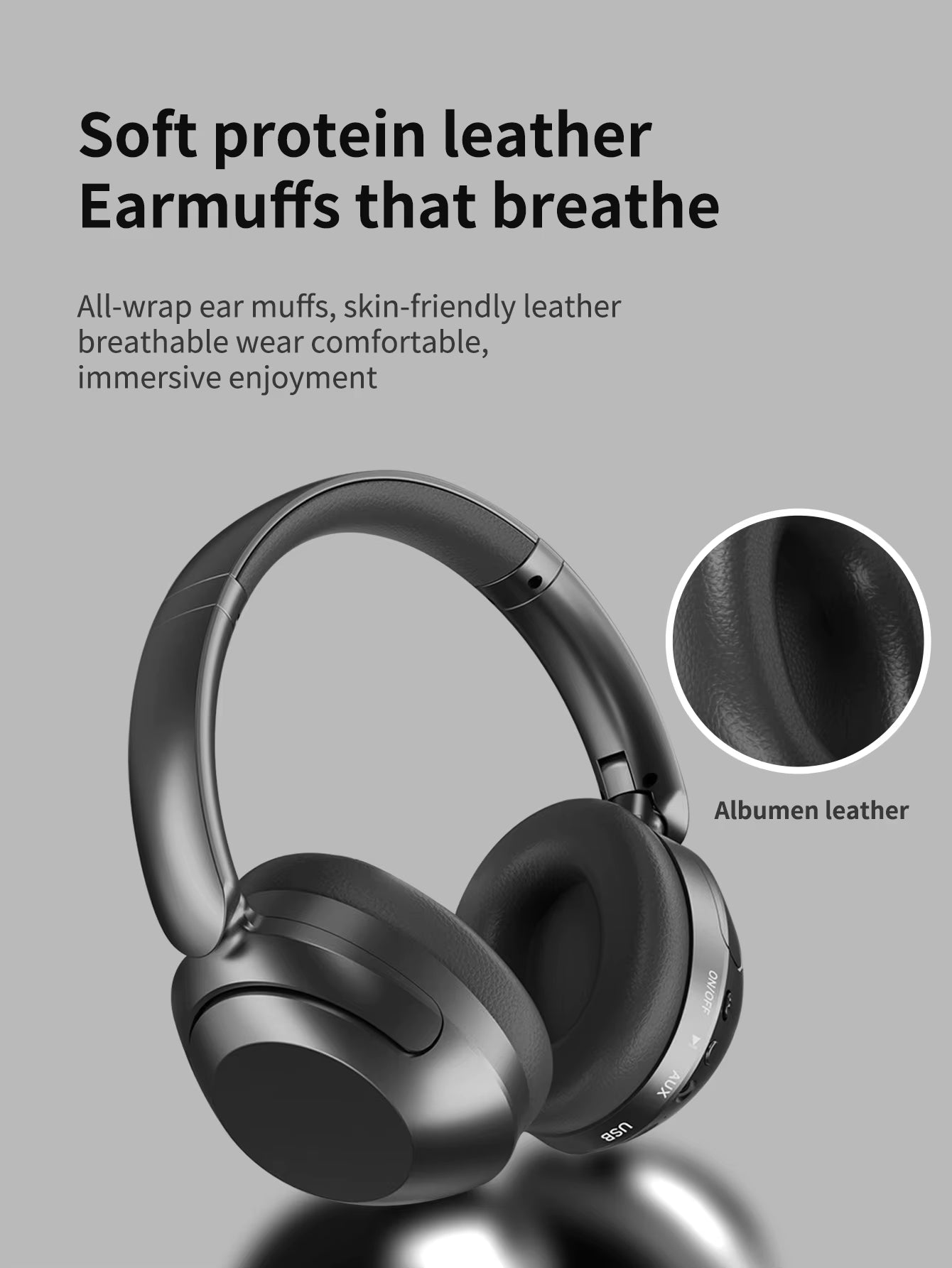 Wireless Bluetooth 5.0 Noise-Canceling Headphones with Microphone, Foldable Gaming Earphones with TF Card Support