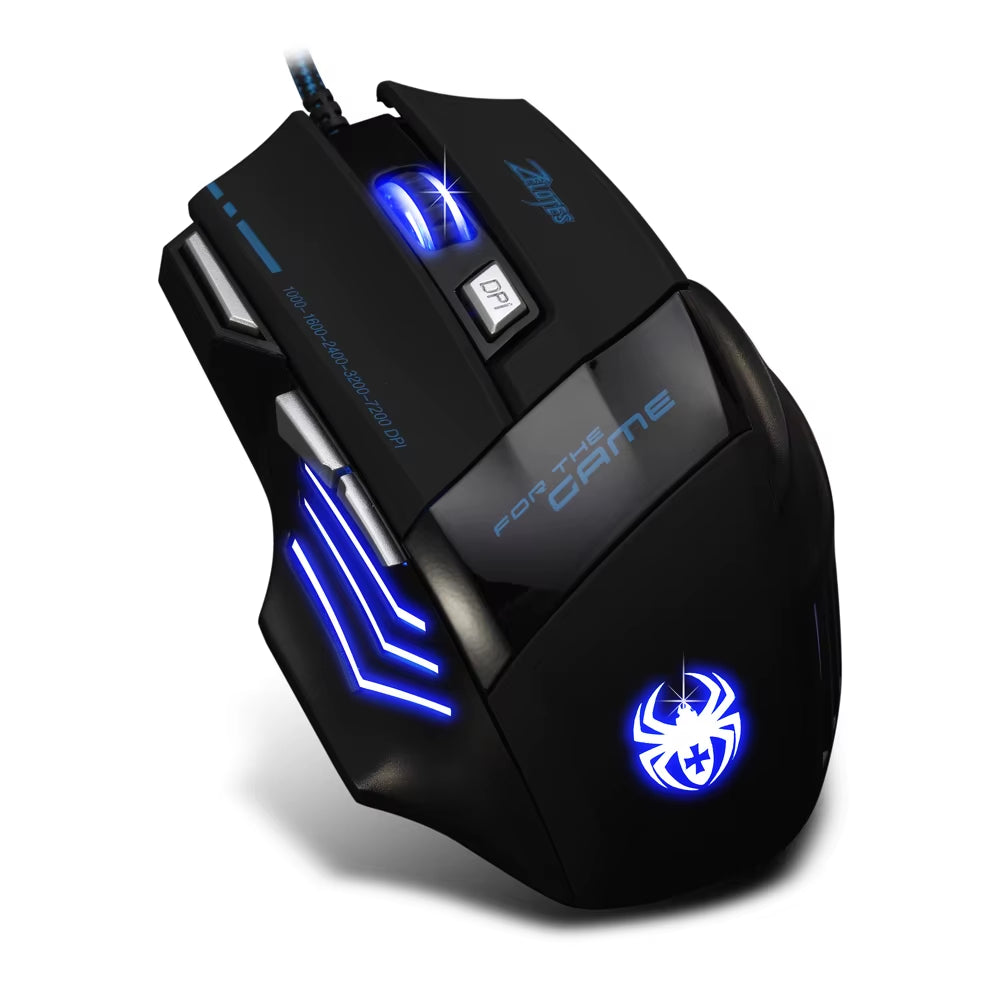 T-80 Professional Gaming Mouse with 7200 DPI, Multi-Color LED Backlight, and 7 Programmable Buttons - USB Wired Design for Competitive Gamers