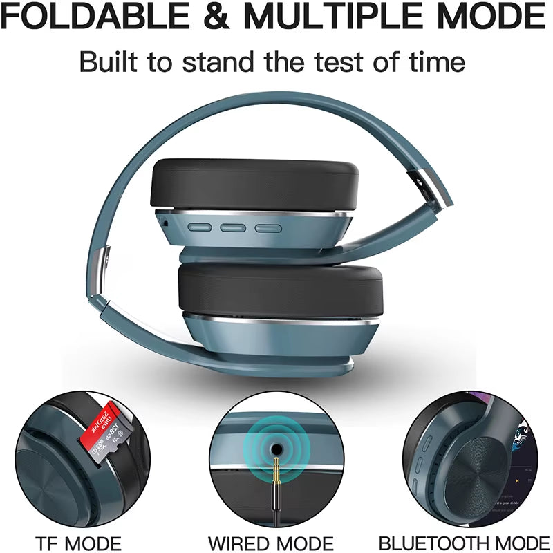 over Ear Wireless Headphones Bluetooth 5.0 Headphone Foldable Headset Support TF Stereo with Mic for Phone Xiaomi Pc