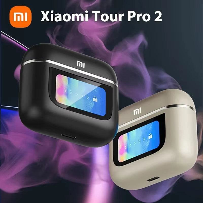 Xiaomi Tour Pro 2 LCD Touch Screen Visible Sport Earphones ANC Wireless Earbuds Bluetooth Headphones Built-In Mic Headset