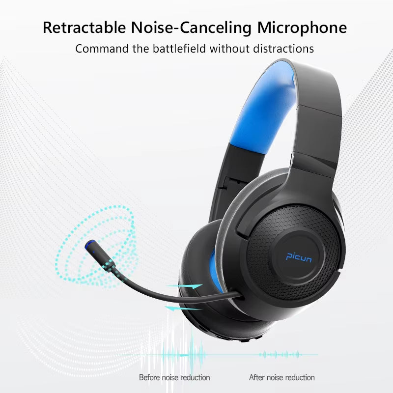 BG01 Wireless Gaming Headset with Microphone Lightweight Over-Ear Bluetooth 5.3 Headphones for Phone PC