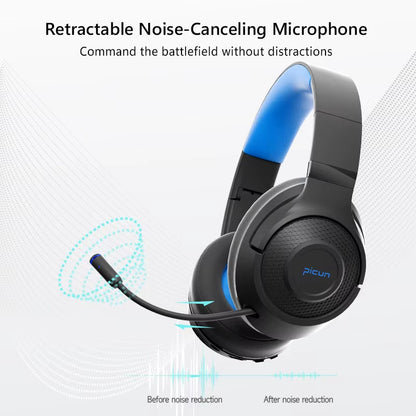 BG01 Wireless Gaming Headset with Microphone Lightweight Over-Ear Bluetooth 5.3 Headphones for Phone PC