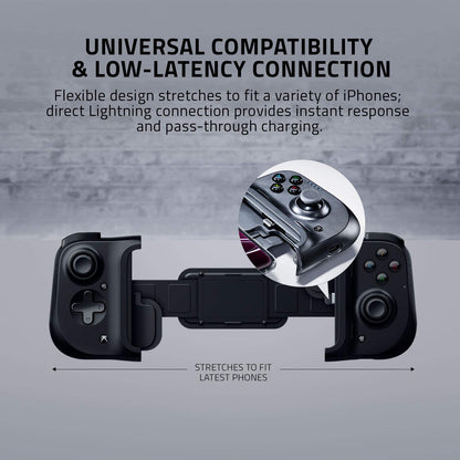 Kishi Mobile Game Controller for iPhone iOS - Compatible with iPhone Models X, 11, 12, 13, and 13 Max - Supports Apple Arcade, Amazon Luna, Google Stadia - Lightning Port Passthrough - MFi Certified