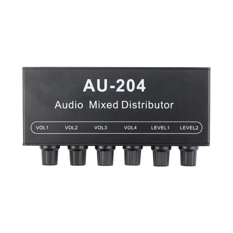 Stereo Mixer Audio (2 Input 4 Output) Push Four Headphones or External Power Amplifiers Volume Independent Control DC5-19V