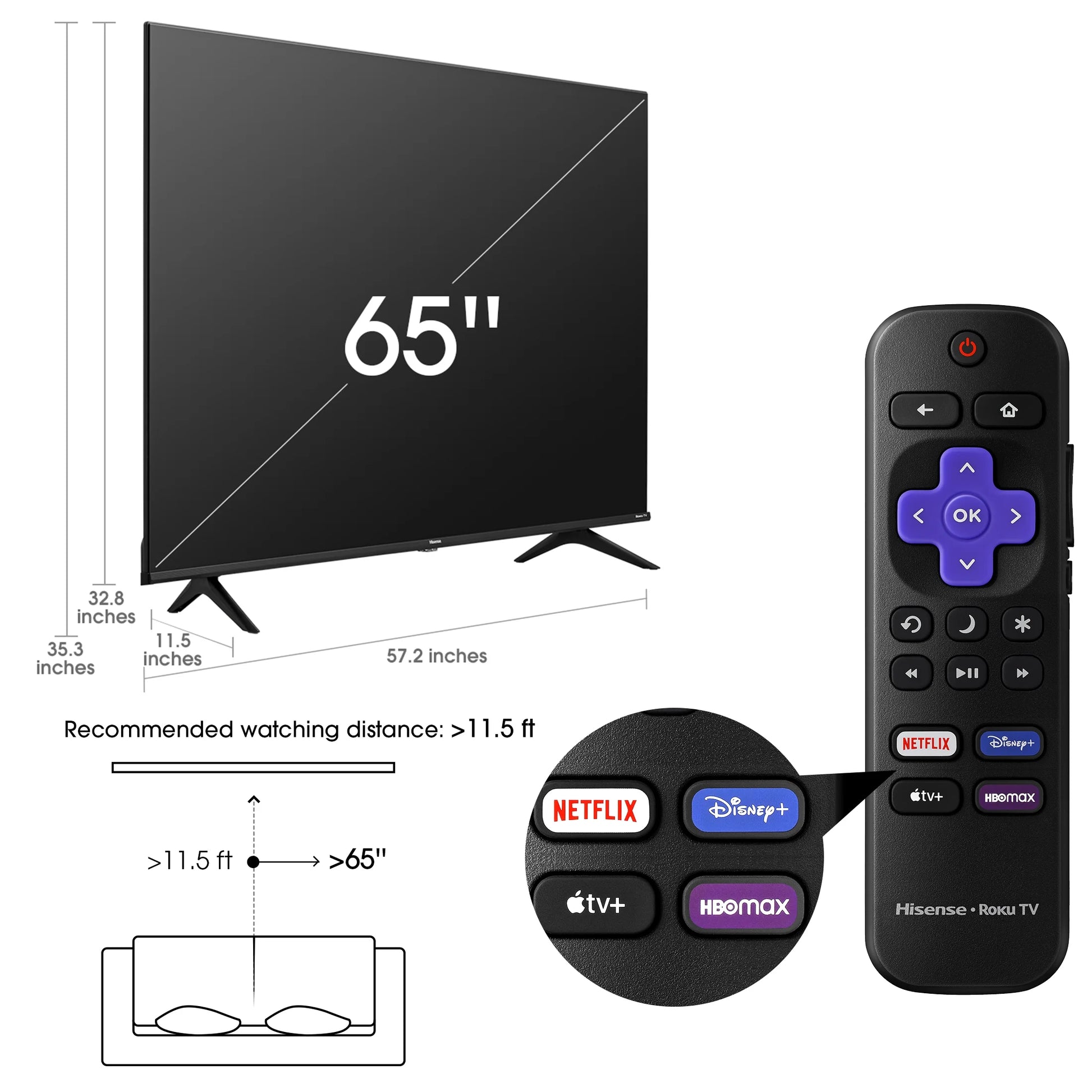 65" Class 4K UHD LCD Roku Smart TV HDR R6 Series 65R6E4