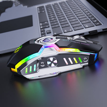 7-Button 2.4G Silent Charging RGB Streamer Horse Racing Wireless Gaming Mouse