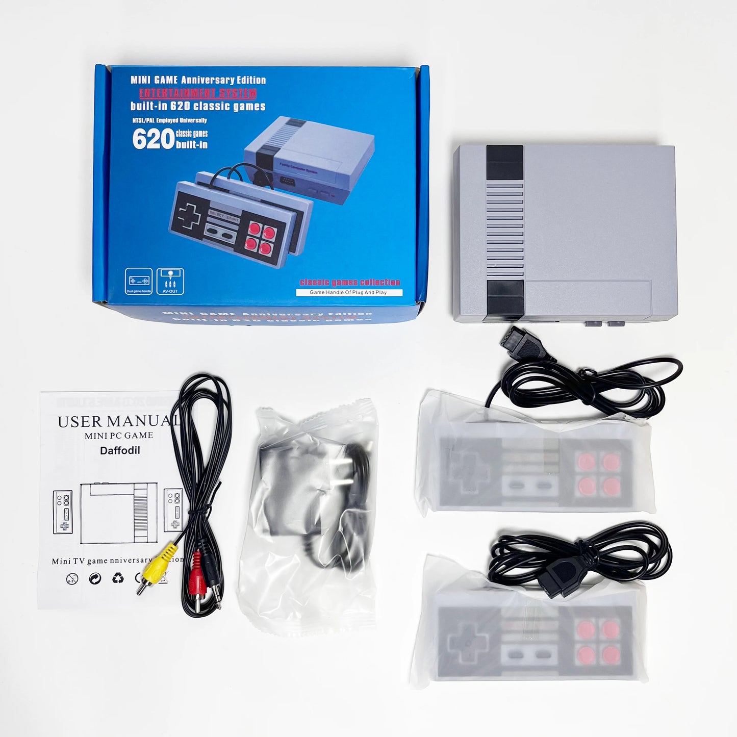 Classic Mini Retro Game Console with 620 Built-In 8-Bit Games for Adults and Kids