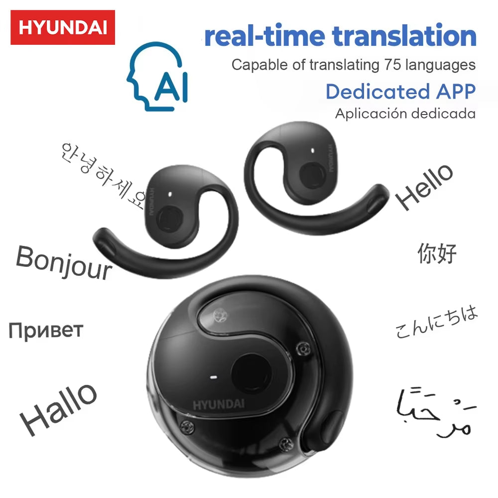 HY-T26 PRO AI Language Translation Earbuds Bluetooth 5.4 150 Languages Real Time Headphones for Travel Business Learning