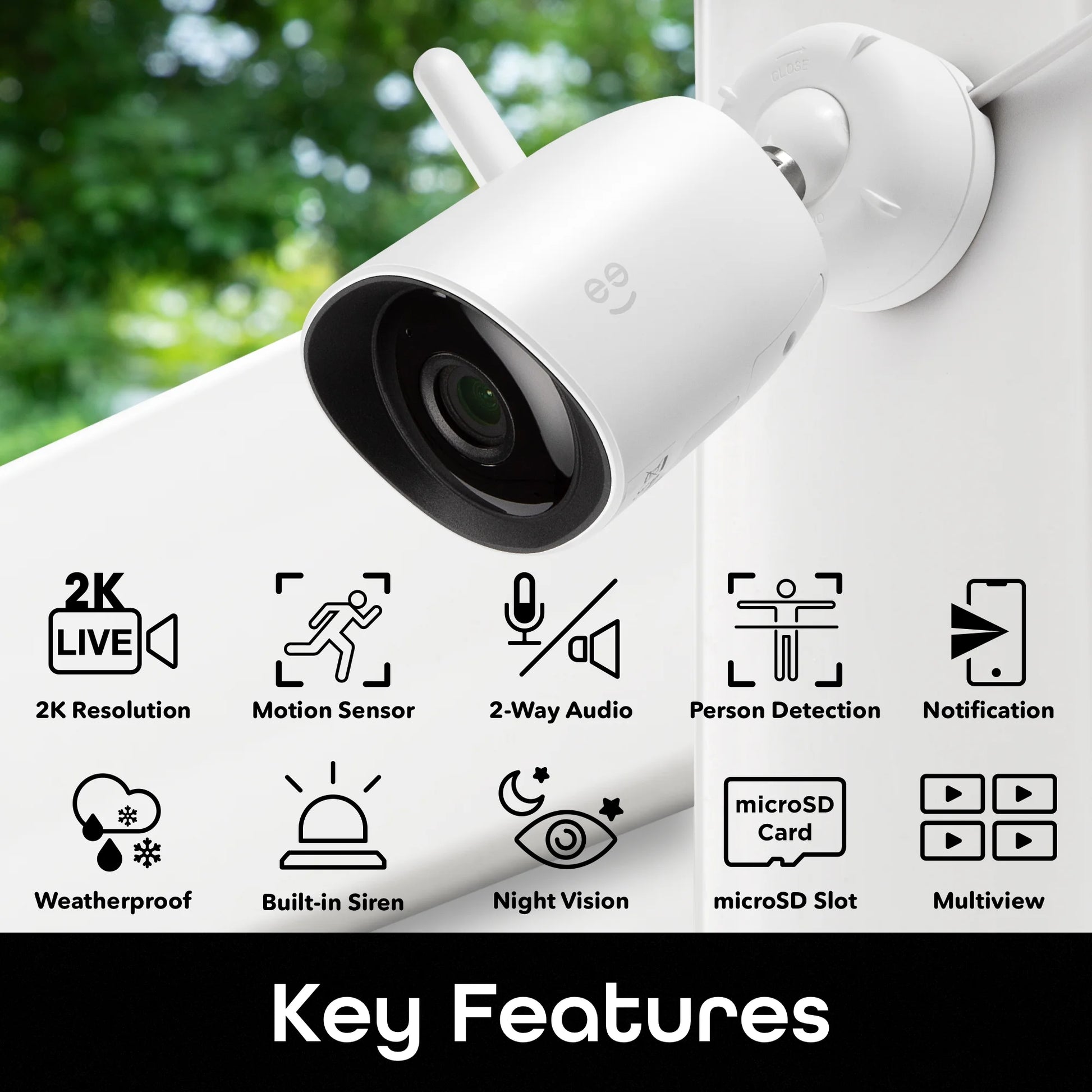 Hawk HD 2K Outdoor Security Camera | IP66 Weatherproof Wifi Surveillance with Night Vision, 2-Way Audio, and Motion Detection | Works with Alexa and Google Home…