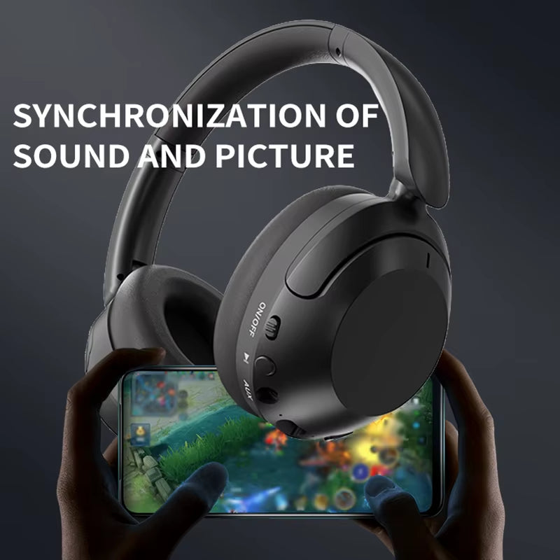 Wireless Bluetooth 5.0 Noise-Canceling Headphones with Microphone, Foldable Gaming Earphones with TF Card Support