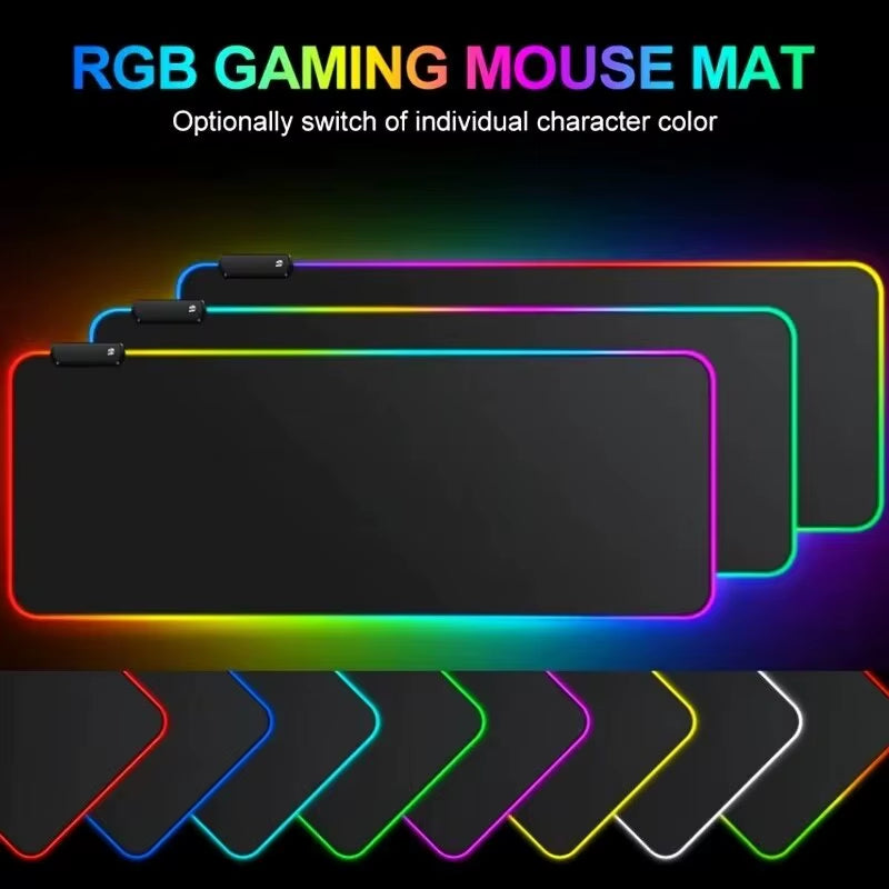 Large Extended Gaming Mouse Pad with Touch Control Light Modes and Non-Slip Rubber Base