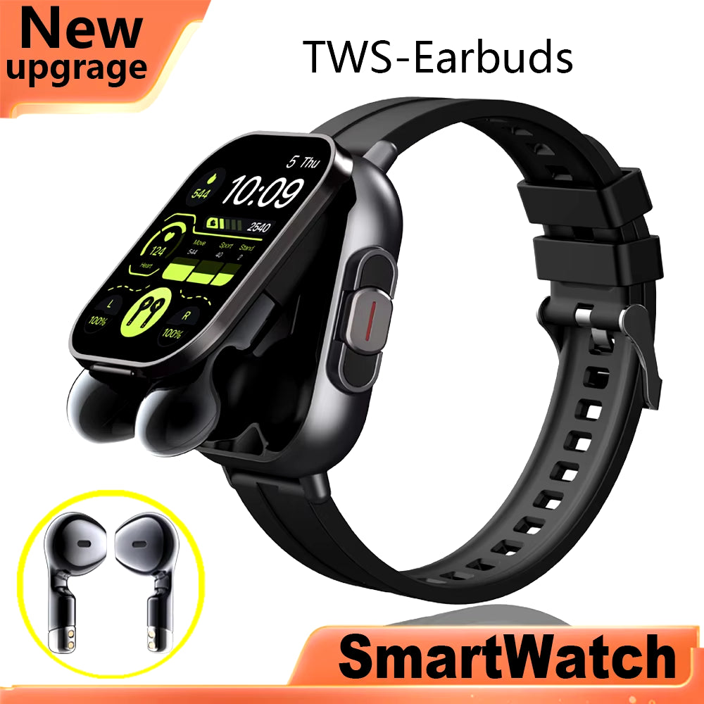 GPS Smart Watch TWS 2-In-1 Headset Bluetooth Call Heart Rate Blood Pressure Health Monitoring Headphones Play Music Smartwatch