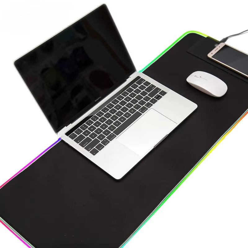 Large Extended Gaming Mouse Pad with Touch Control Light Modes and Non-Slip Rubber Base