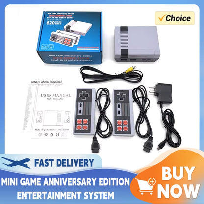 Classic Mini Retro Game Console with 620 Built-In 8-Bit Games for Adults and Kids