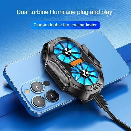 Universal Dual Fan Rechargeable Mobile Phone Cooling Radiator for iPhone 15, Xiaomi 14, Samsung, and OnePlus