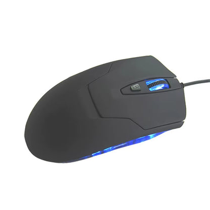 Ergonomic Wired USB-C Gaming Mouse with Blue RGB Lighting, 2400 DPI, and 6 Buttons for Windows PC and Laptop Gamers