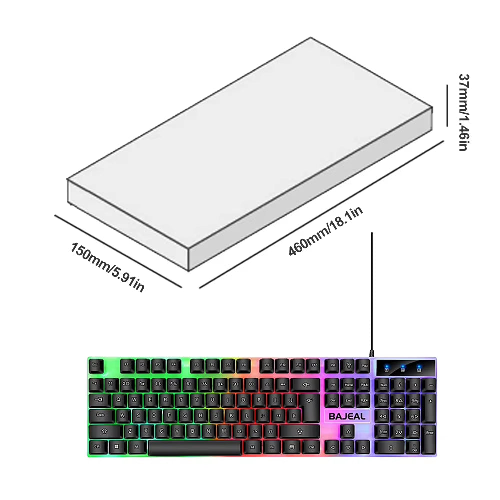 Mechanical RGB Gaming Keyboard with 98 Keys, Backlit Key Caps, USB Wired Connection for PC and Laptop Gamers