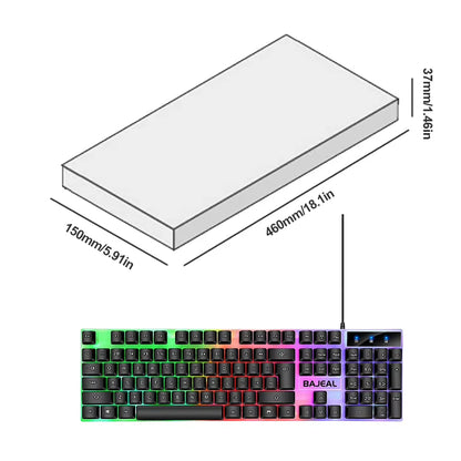 Mechanical RGB Gaming Keyboard with 98 Keys, Backlit Key Caps, USB Wired Connection for PC and Laptop Gamers