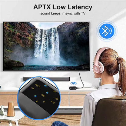 Bluetooth 5.2 Receiver Transmitter APTX HD Low Latency 3.5Mm AUX 2 in 1 Wireless Audio Adapter for Car Headphones Speaker TV PC