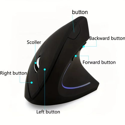 2.4GHz Wireless Vertical Ergonomic Gaming Mouse for Right-Handed Users - USB Compatible for PC and Laptop Use in Home and Office