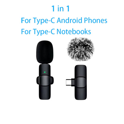 Wireless Lavalier Microphone for Portable Audio and Video Recording - Compatible with iPhone, Android, PC, and Cameras for Live Gaming and Phone Use