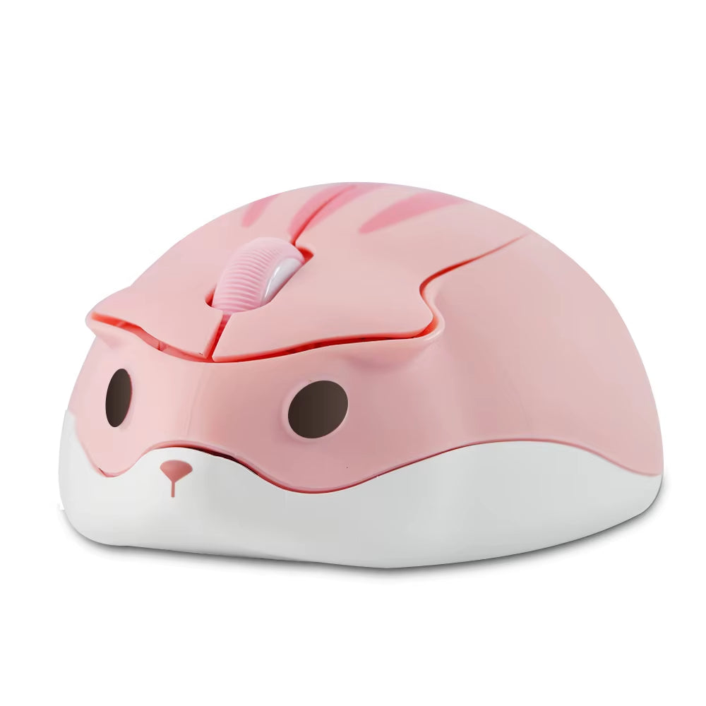 2.4G Wireless Optical Mouse - Ergonomic Mini Hamster Design in Pink, 1600 DPI, Ideal for Laptops and Kids' Gifts