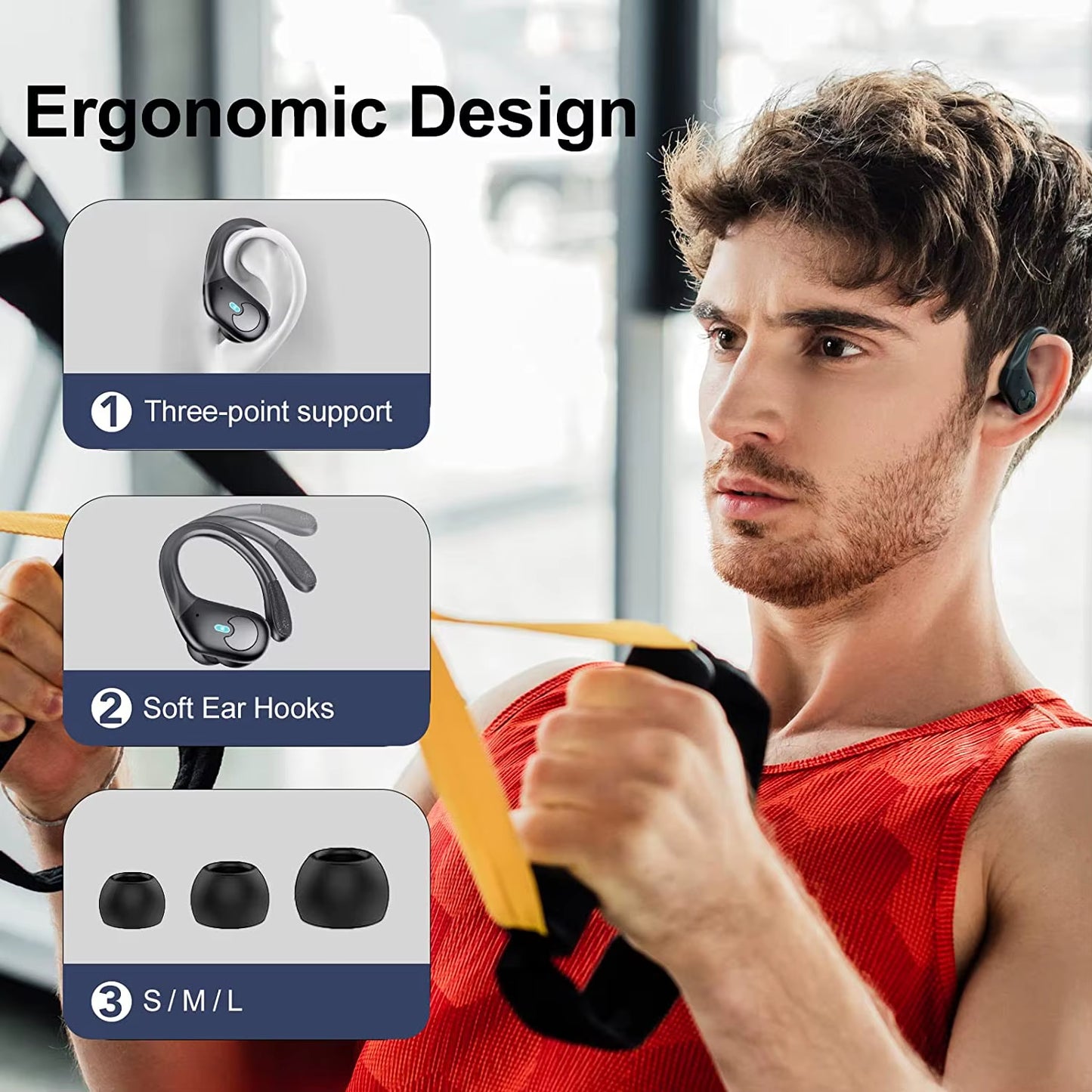 BX30 Earphones TWS Bluetooth 5.3 Wireless Sports Headphones LED Digital Display Hifi Stereo Noise Reduction Earbuds with HD Mic