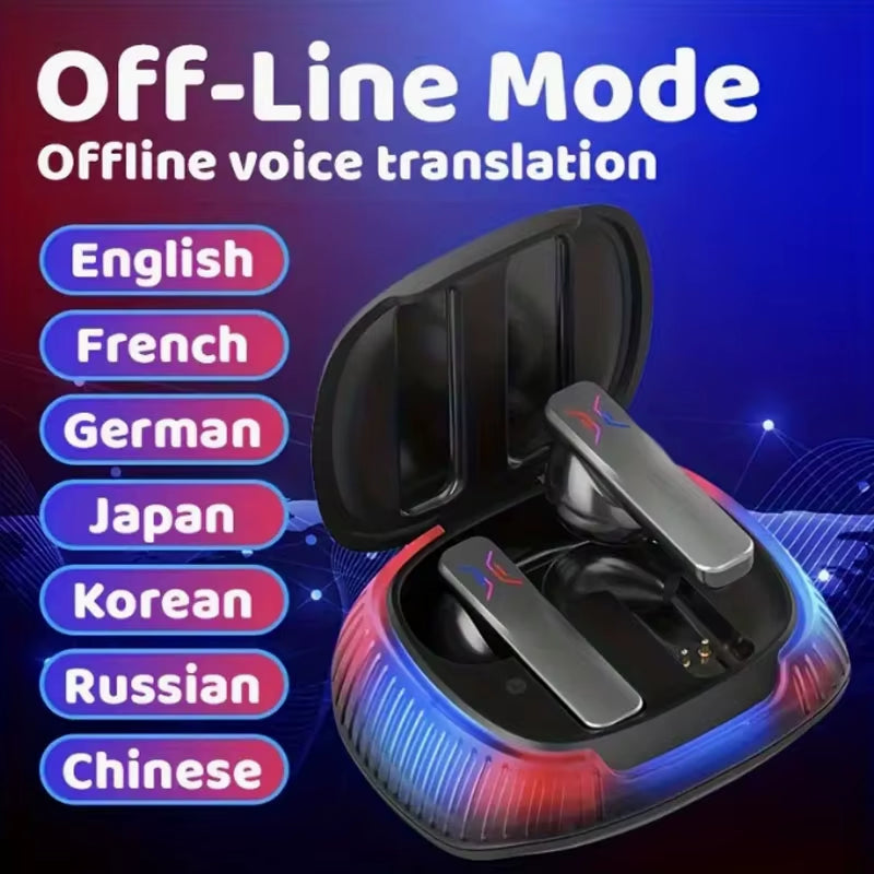 Online and Offline 4 Translation Modes, 74 Language Translation Headset Intelligent Voice Translation Real-Time Support AI Conve