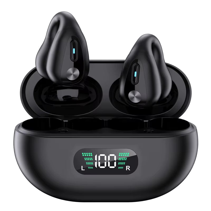 Wireless TWS Bluetooth Earbuds with Hi-Fi Bass - Sport Open Ear Clip Headphones for Gaming and Audio Experience