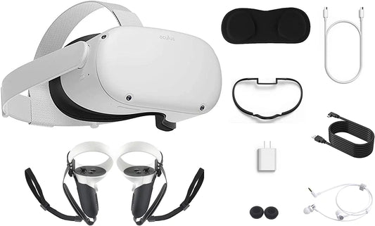 2022  Oculus Quest 2 All-In-One VR Headset, Touch Controllers, 256GB SSD, 1832X1920 up to 90 Hz,3D Audio, Earphone,10Ft Link Cable, Grip Cover,Knuckle & Hand Strap, Lens Cover