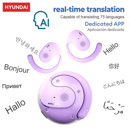 HY-T26 PRO AI Language Translation Earbuds Bluetooth 5.4 150 Languages Real Time Headphones for Travel Business Learning