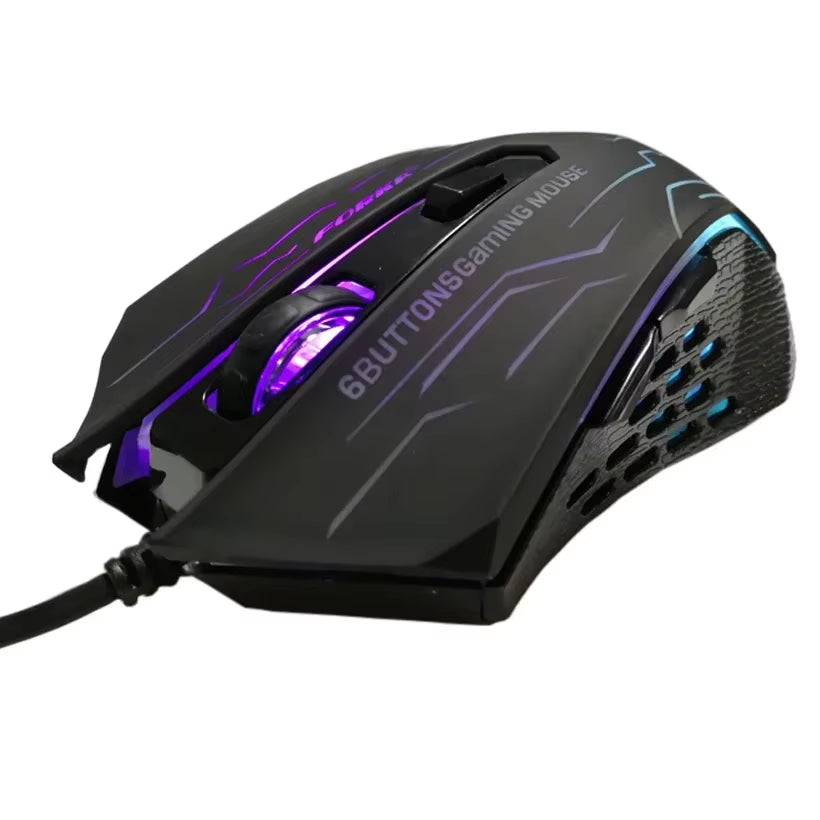 FORKA Silent Click USB Wired Gaming Mouse with 6 Buttons and 3200 DPI - Mute Optical Mouse for PC, Laptop, and Notebook Gaming