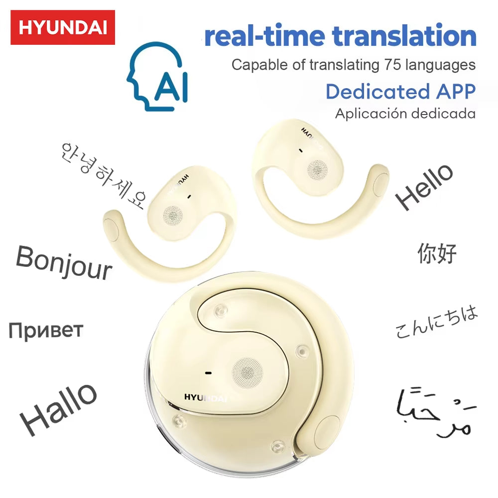 HY-T26 PRO AI Language Translation Earbuds Bluetooth 5.4 150 Languages Real Time Headphones for Travel Business Learning