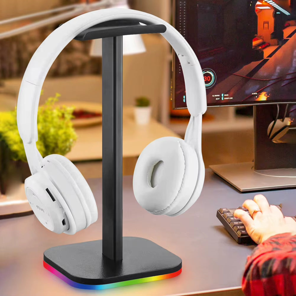 RGB Gaming Headphone Stand - Over-Ear Headset Display Holder for Desk Use